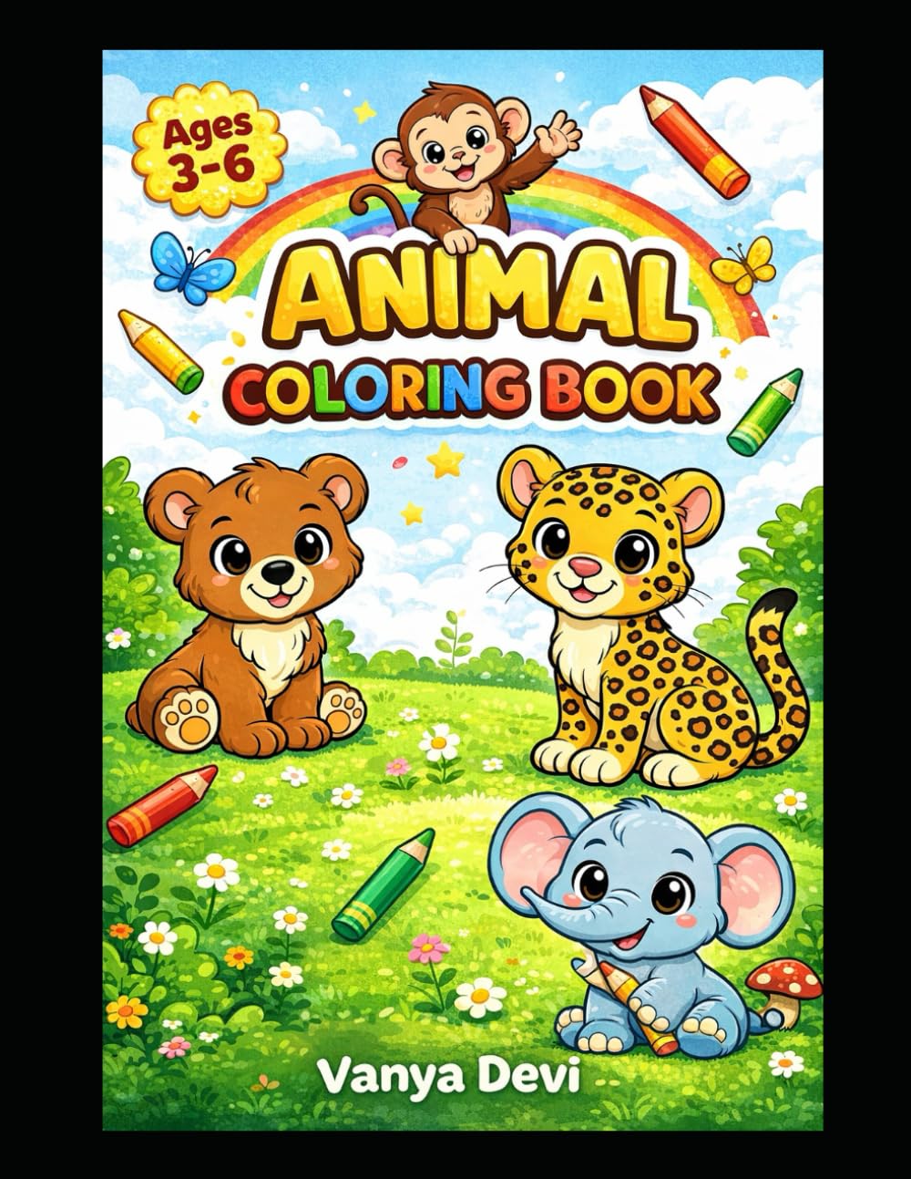 Animal Coloring Book: Fun & Easy Coloring Pages for Kids Ages 3–6 Cute Animals, Big Bold Lines, Perfect for Toddlers & Preschoolers