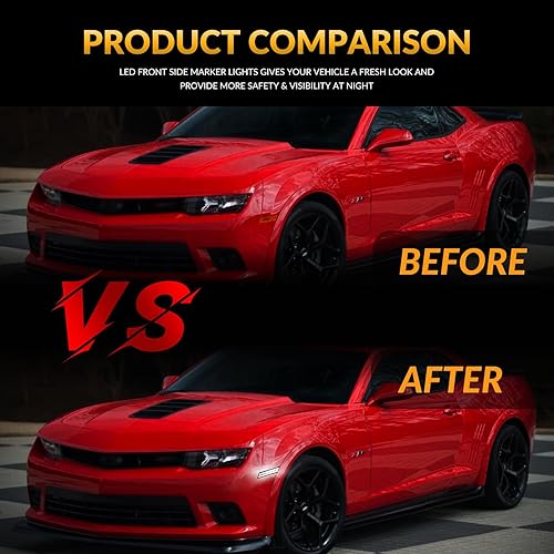 Miniatura 4 de Luces LED de marcador lateral para parachoques delantero, reflectores blancos para Chevy Camaro 2010-2015, 2 unidades, lente ahumada