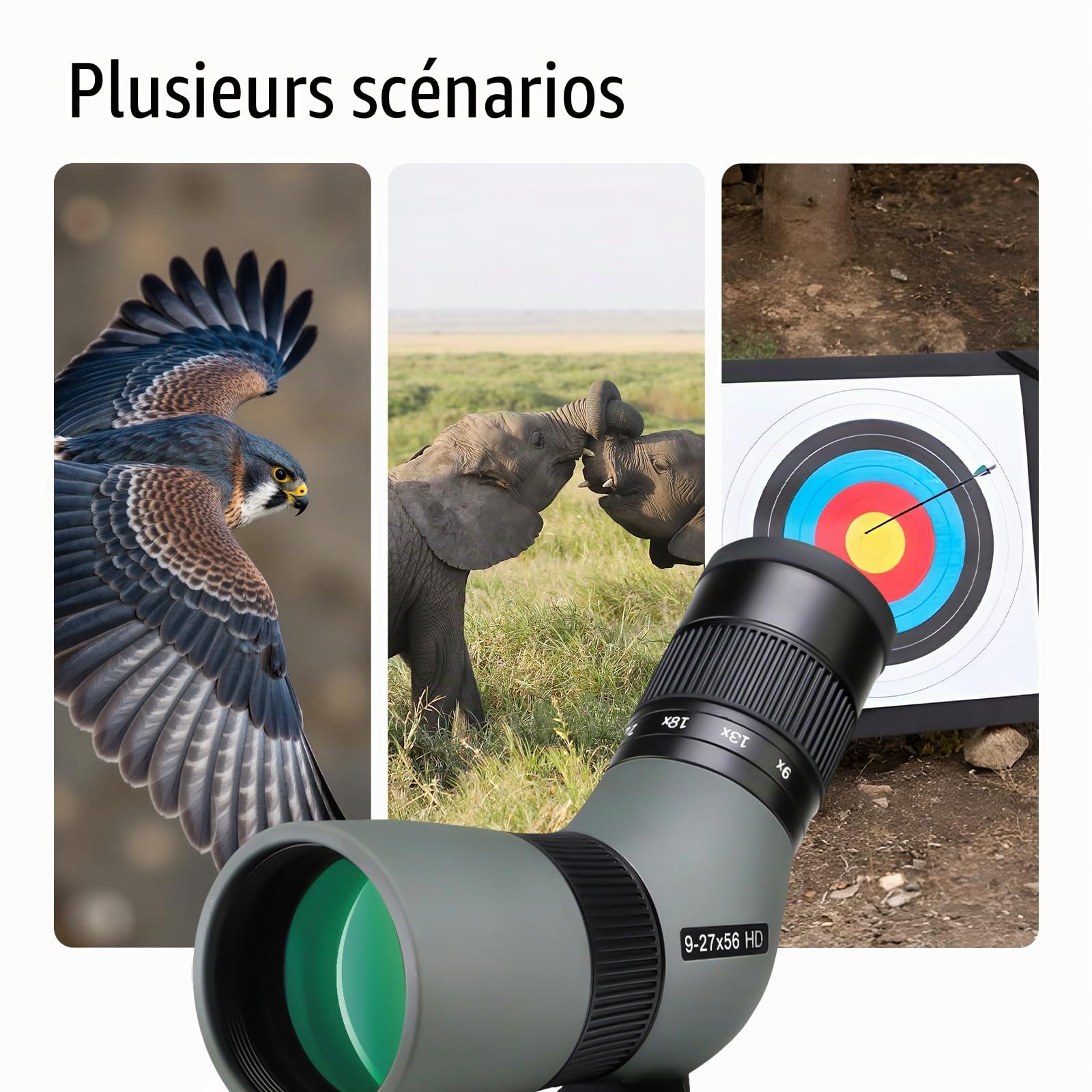Svbony SV410 Ed Longue Vue 9-27x56, Portable Compact, Verre Ed Optique FMC, Champ de Vue Large Étui Modulaire Colibri Spotting Scope pour Observation des Oiseaux, Voyage, Paysage