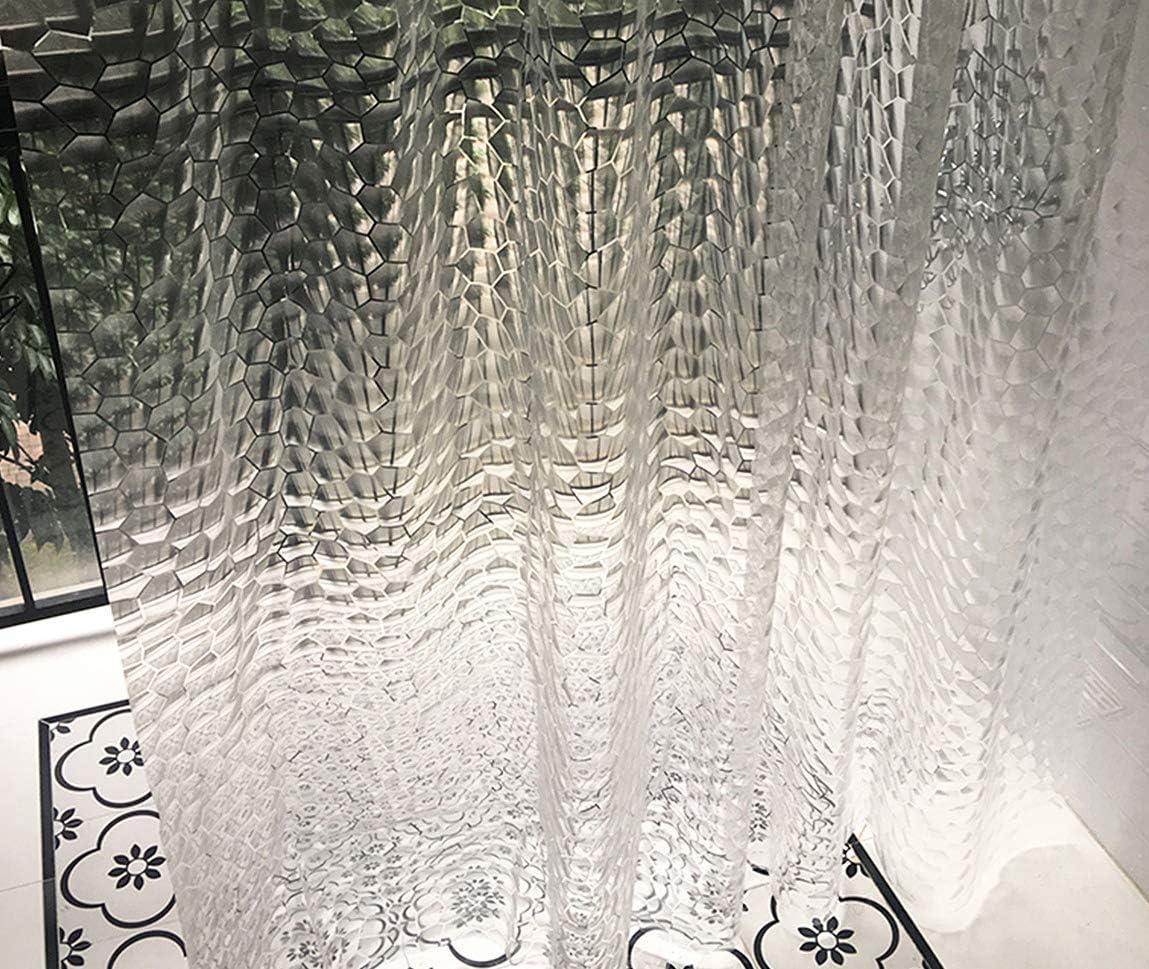 Ryhpez Shower Curtain Liner - Clear Shower Curtain Set with Hooks | 72"x72" | Water-repellent EVA Shower Curtain with Magnets, Water Cube Pattern with Reinforced Grommets and Metal Hooks for Bathroom