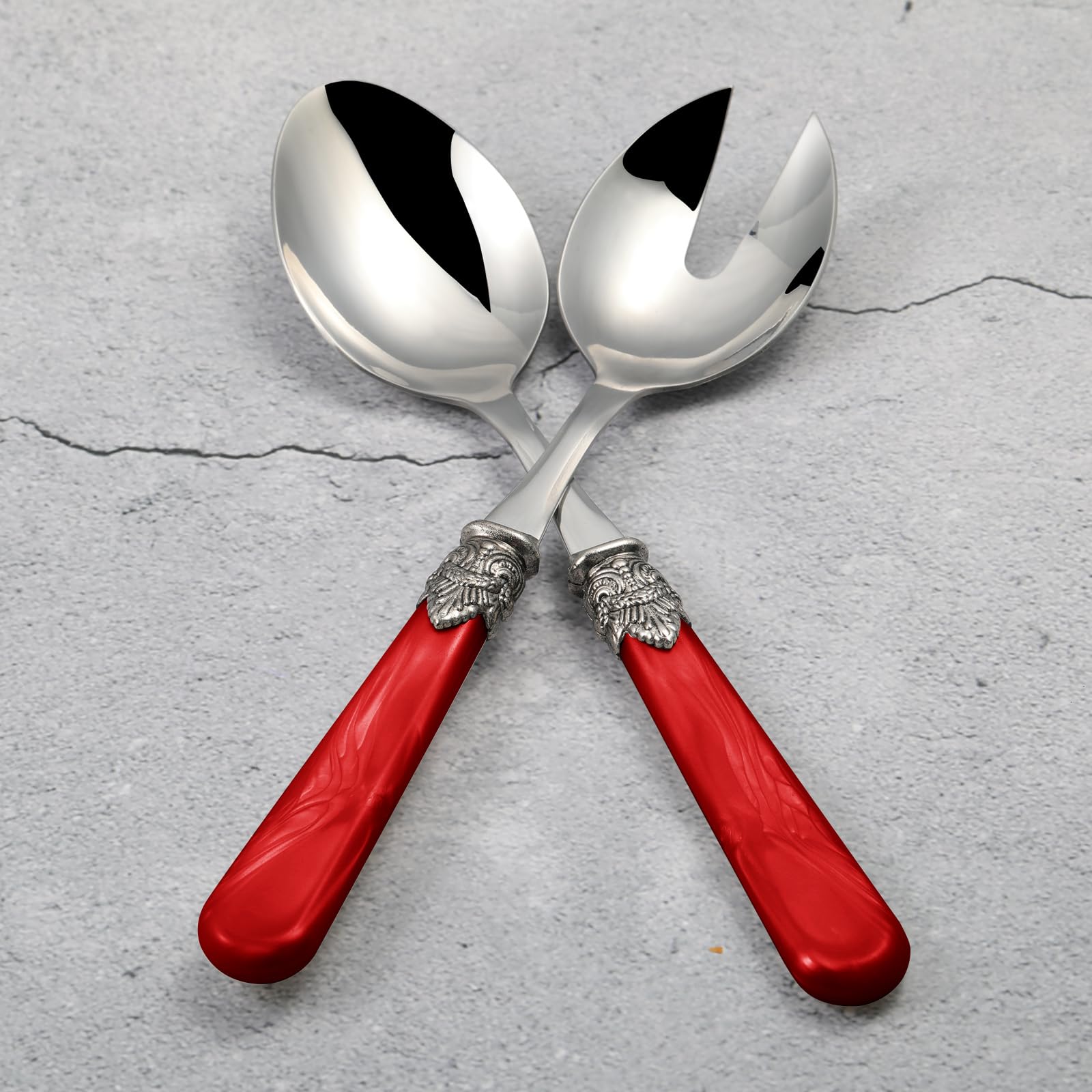 Red Stainless Steel Salad Servers - Set of 2 -3