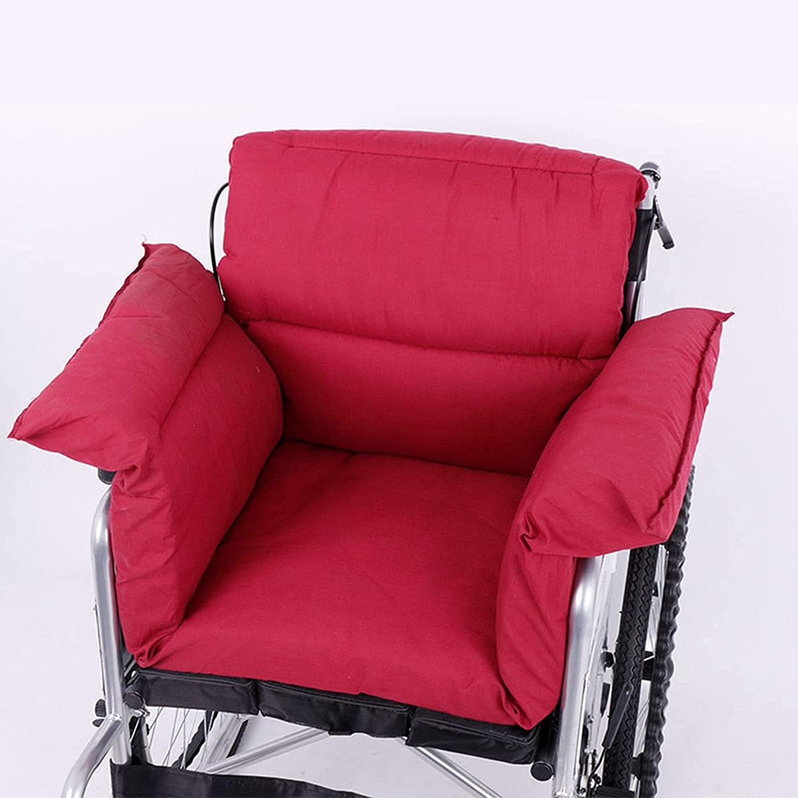 Cojín de Silla de Ruedas, Cojín Reductor de Presión para Silla de Ruedas con Soporte de Espalda, Lavable, Funda para Silla de Ruedas de Poliéster/Algodón, Antiescaras