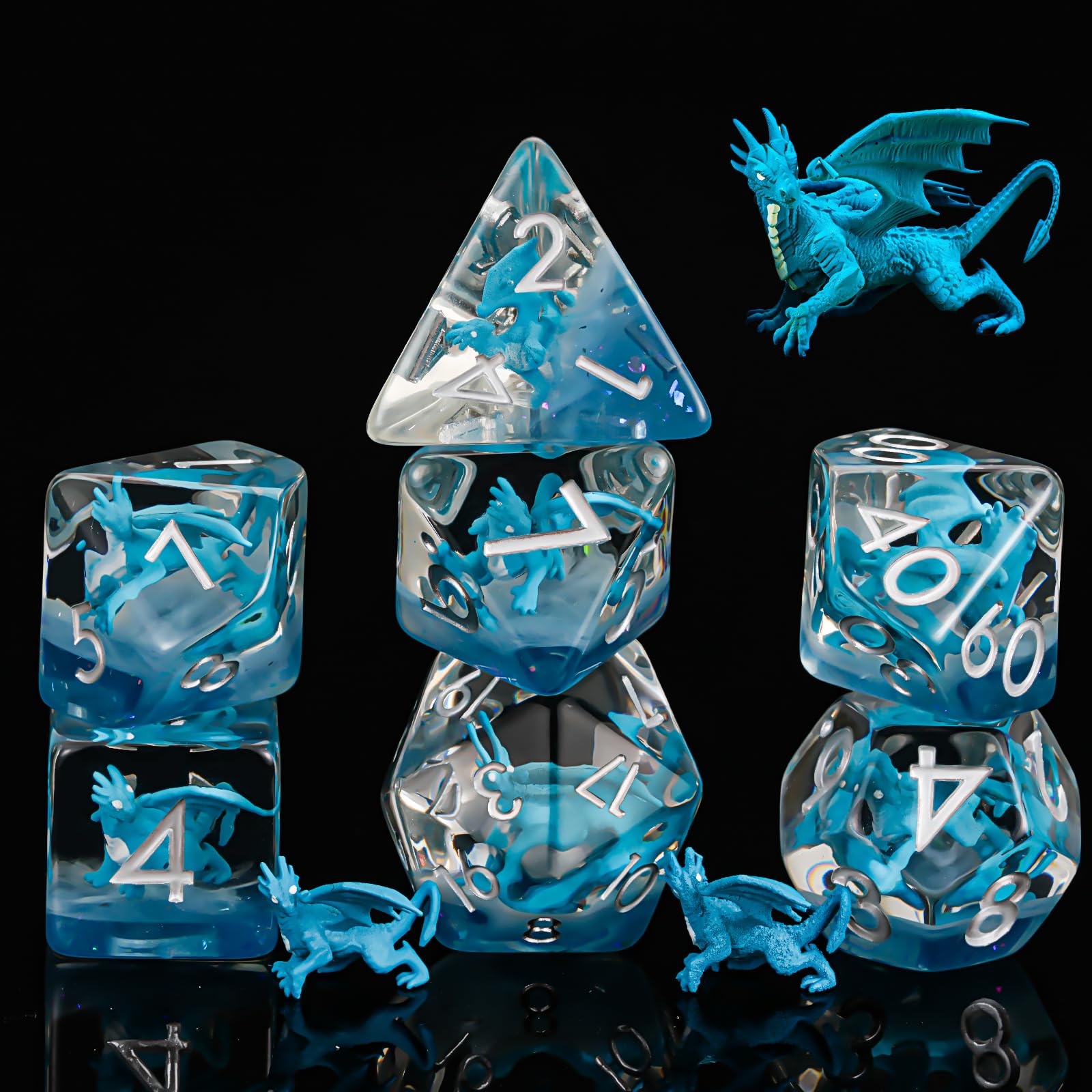 Dragon Resin D&D Dice Set, 7-Piece DND Polyhedral Dice