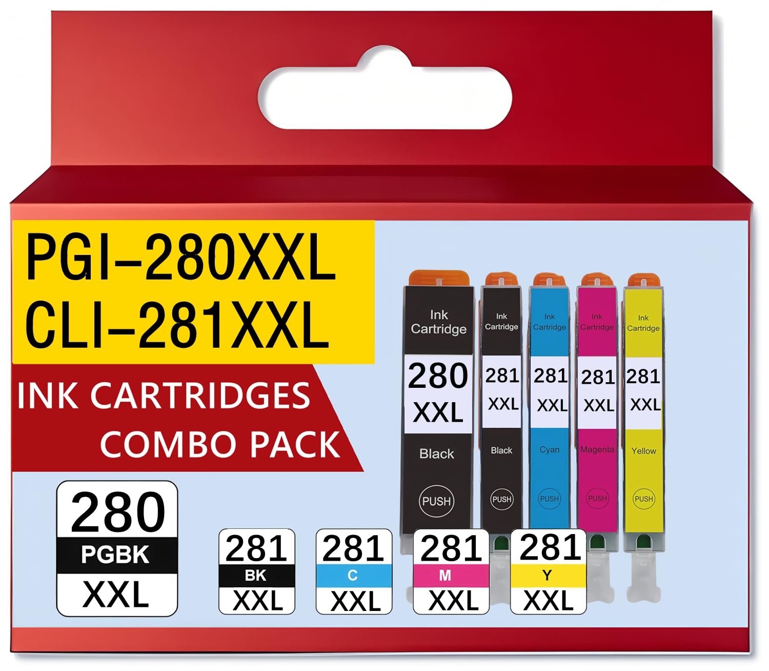 Yellumyn PGI-280XXL CLI-281XXL Compatible with Canon 280 281 Ink cartridges for PIXMA TR8520 TR8620 TR8620a TR8600 TR7520 TS9120 TS6200 TS6220 TS8120