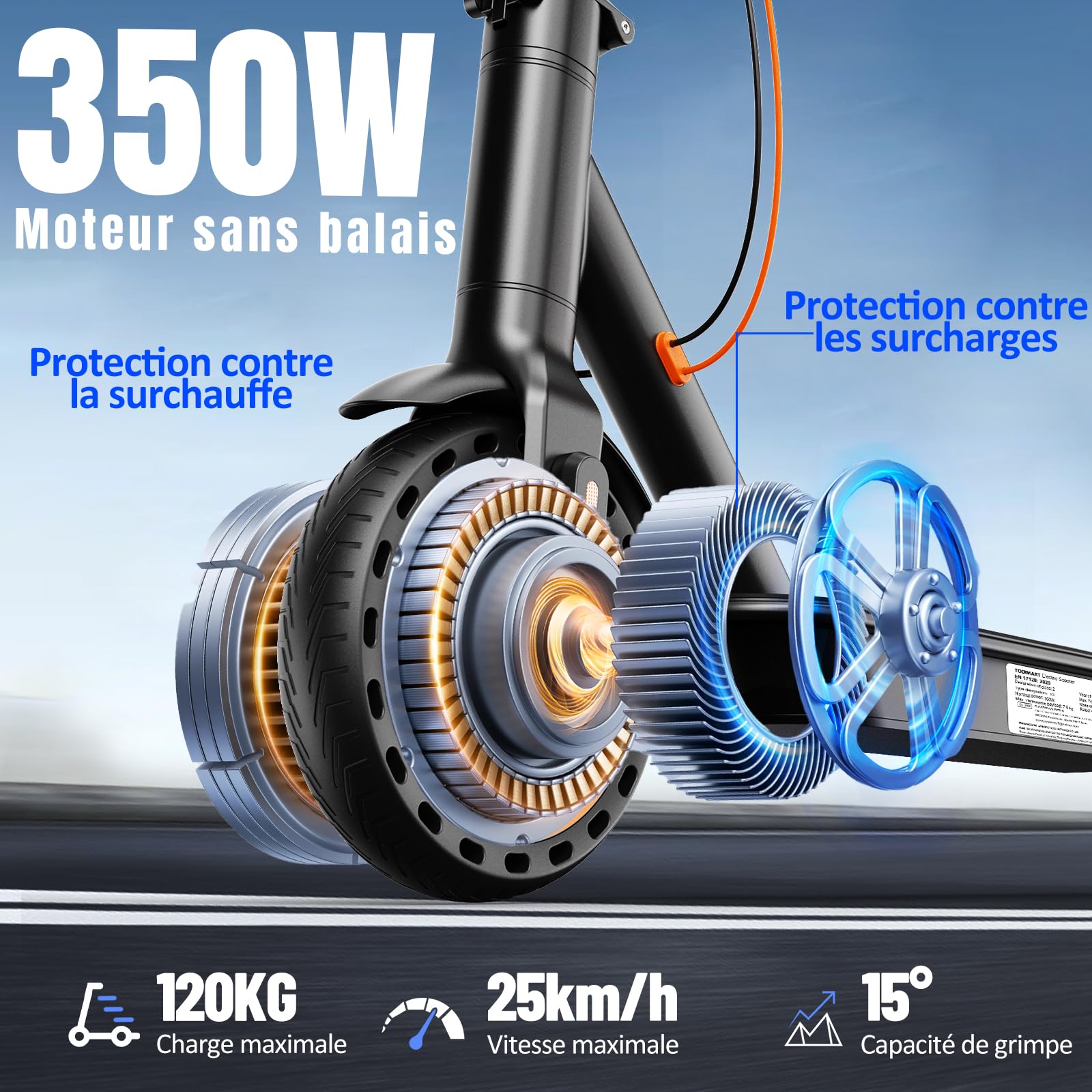 Trottinette Électrique Adulte antivol Ultra Legere, avec Clignotants et amortisseurs Autonomie 30km 350W 36V 7,8 Ah, Pneus Nid d’Abeille Increvables, Application Bluetooth Scooter Electrique Adulte