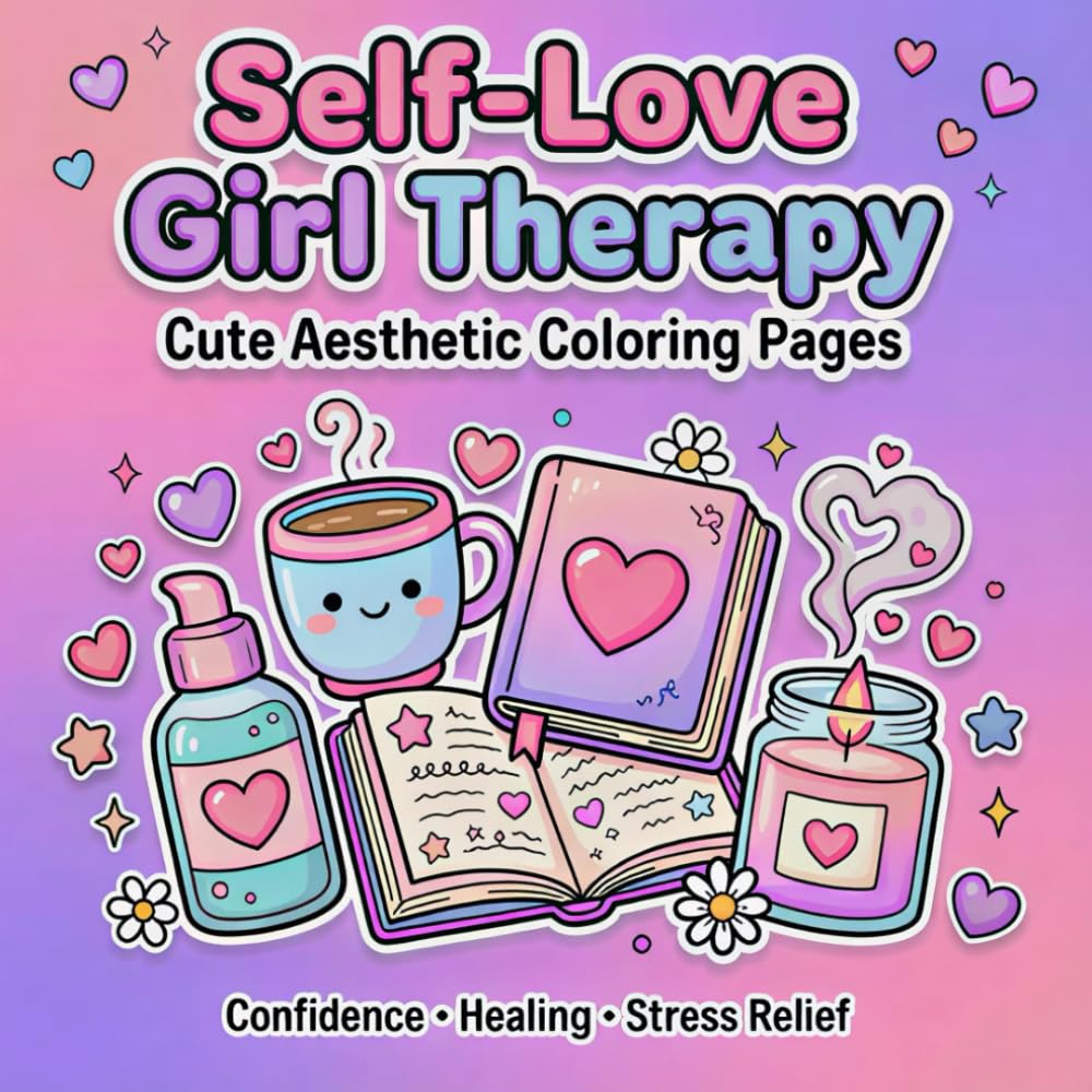 Self-Love Girl Therapy Coloring Book: Cute Aesthetic Coloring Pages for Teen Girls and Women, Confidence, Healing and Stress Relief