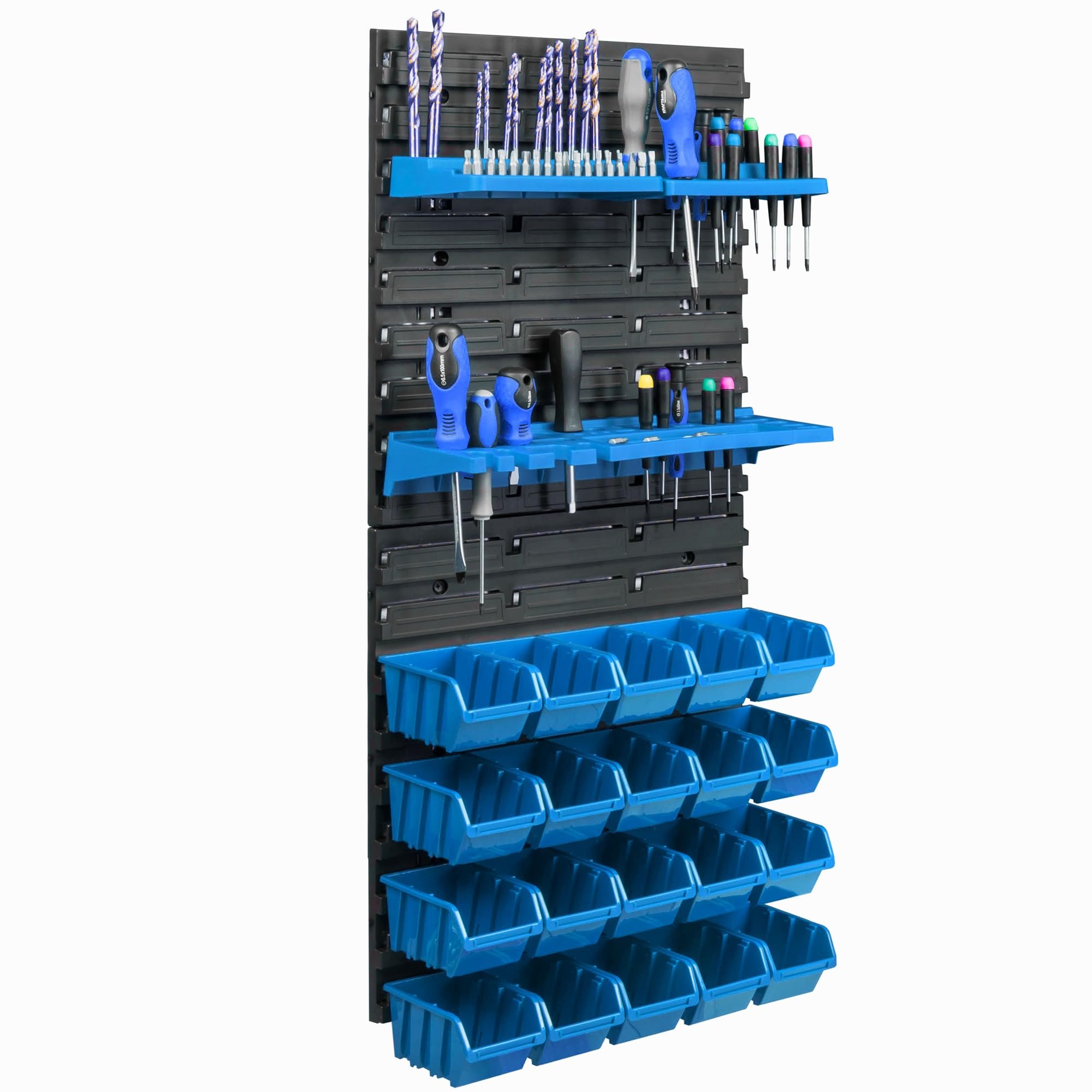 20 cajas apilables de pared de plástico, 39 x 78 cm, soporte para herramientas, taller, garaje, sistema de almacenamiento
