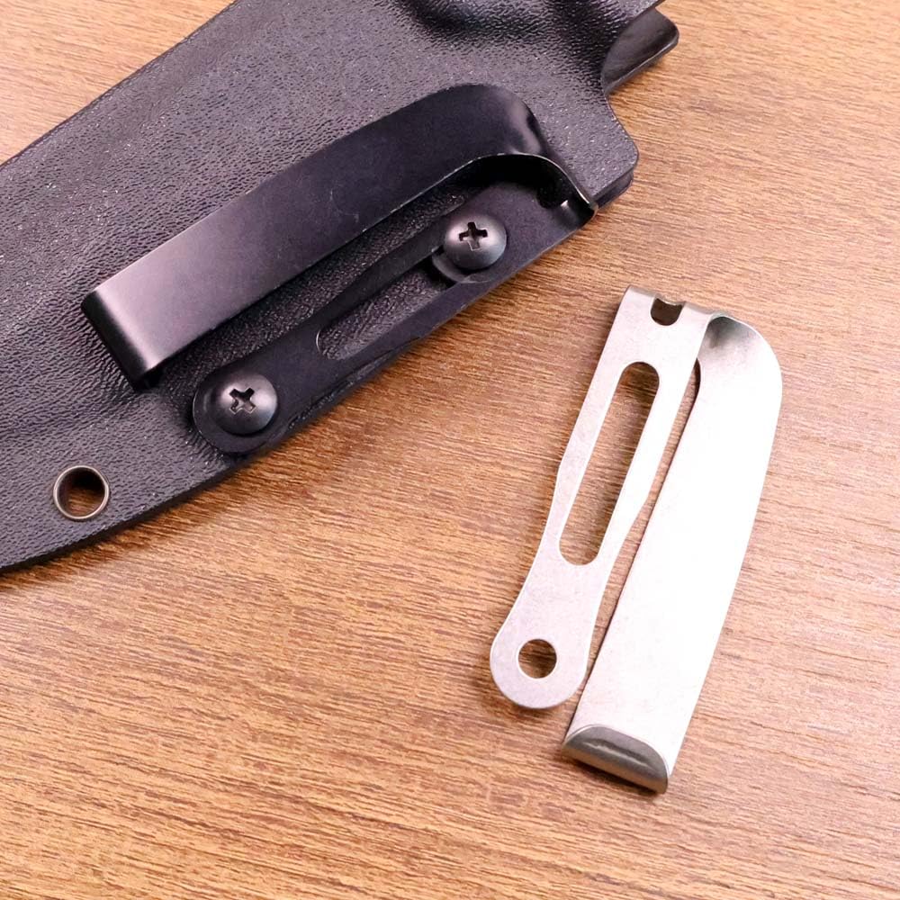 Echeson 1PC Stainless Pocket Clip with 2 Sets Screws are Suitable for Kydex Knife Sheath(Silver)