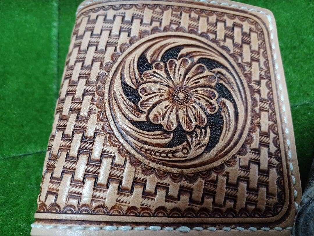 レザークラフト　カービング　二つ折り財布　ハーマンオーク・ツーリングレザー 楽天市場】ハーマンオークレザー（財布・ケース｜バッグ・小物