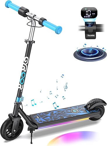 Gyroor H30 Max Scooter eléctrico para niños, pantalla LED, potente motor de 150 W, sistema de freno doble, altura y velocidad ajustables, los