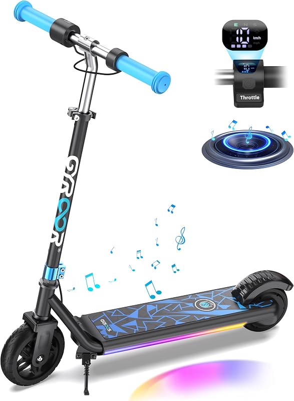 Gyroor Kids Electric Scooter 150W Motor LED Display H30Max | 150W Powerful Motor, Dual Brake System, Adjustable Height, Bluetooth Speaker, UL2272 Certified