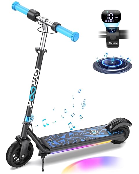 Gyroor H30 Max Electric Scooter for Kids, LED Dispaly, 150W Powerful Motor, Dual Brake System, Adjustable Height and Speed, Best Presents for Kids