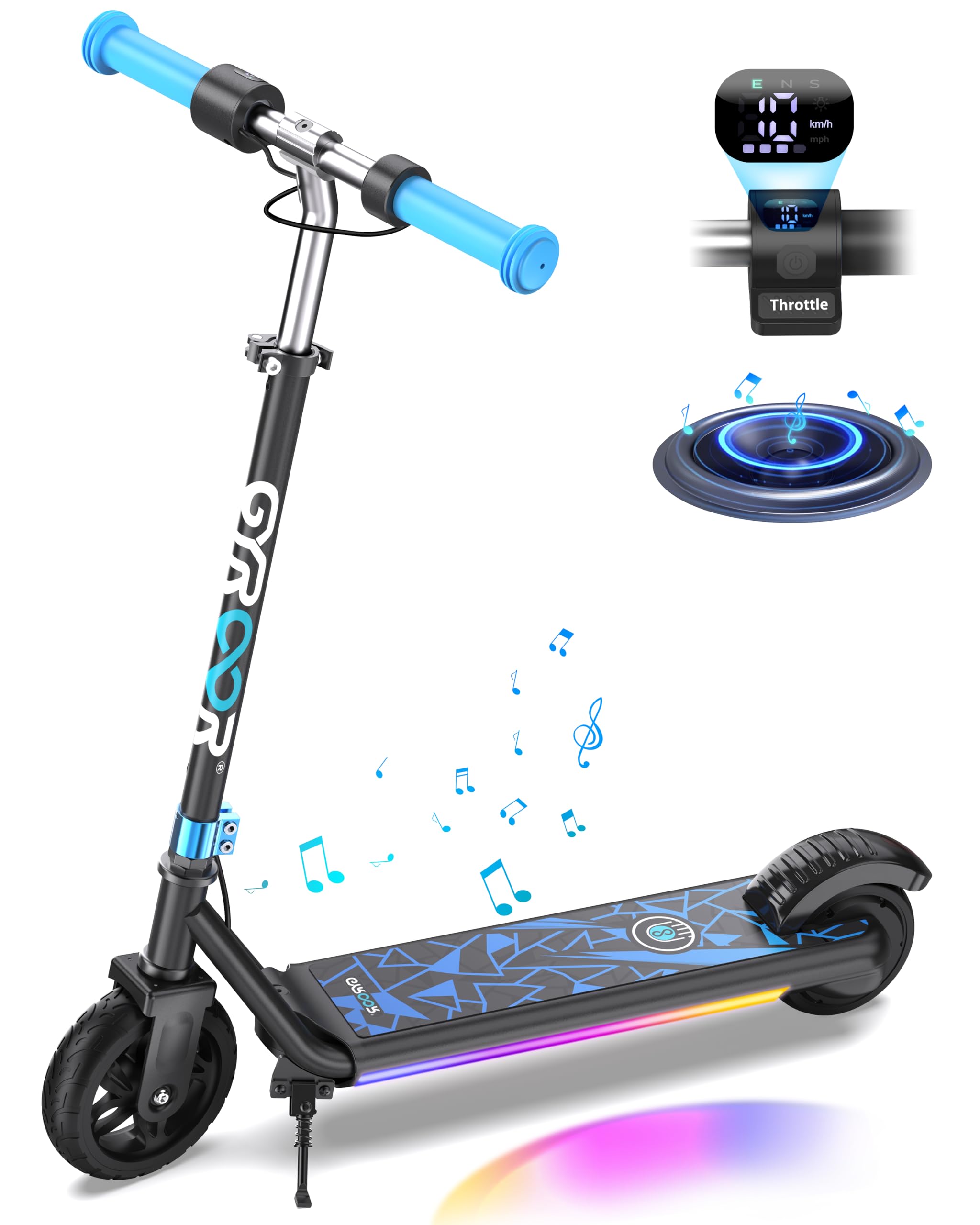 Gyroor H30 Max Electric Scooter for Kids, LED Dispaly, 150W Powerful Motor, Dual Brake System, Adjustable Height and Speed, Best Presents for Kids