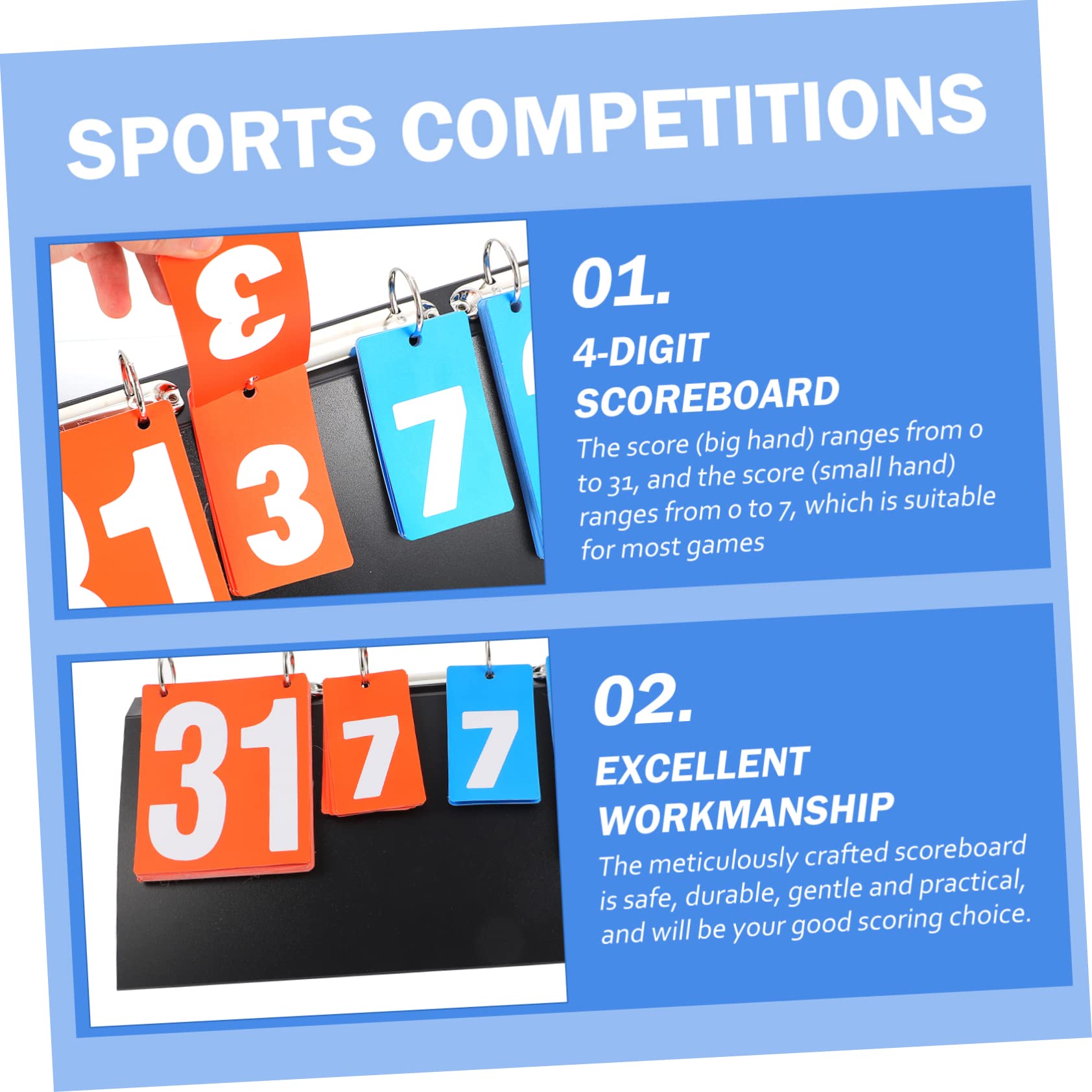 Abaodam Tischtennis-anzeigetafel Punktetafel Desktop Scorer Sportbedarf Basketball-spielbedarf Punkte-Flipper