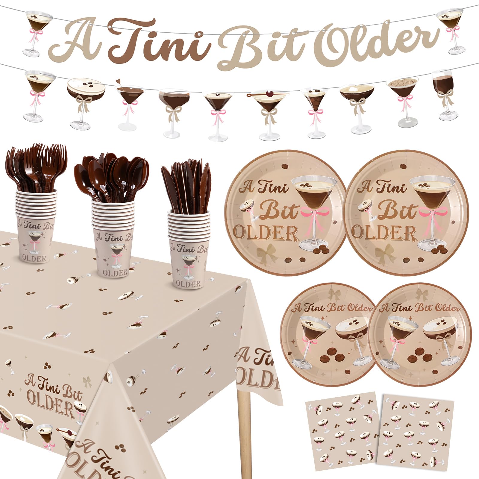 Reallnaive 171 Pcs A Tini Bit Older Birthday Decorations Party Supplies A Tini Bit Older Birthday Tableware Set Banner Tablecloths Plates for Wedding