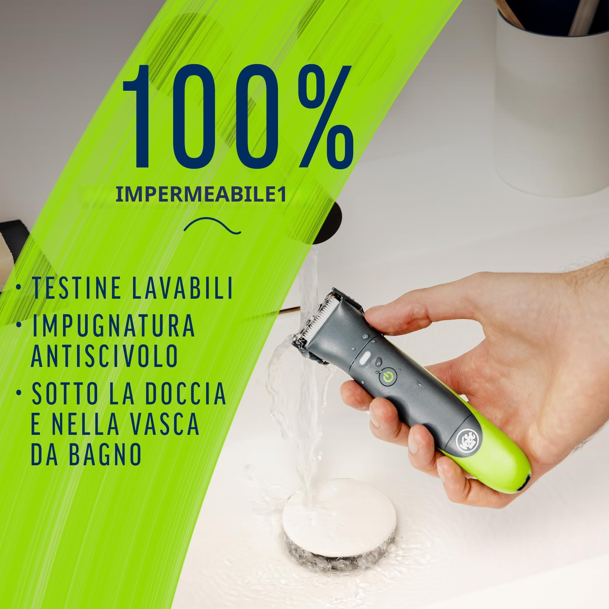 Veet Men Intimate Trimmer TOTAL PROTM, Rasoio elettrico uomo corpo e parti intime, 1 testina per zona intima e corpo e 2 pettini guida, Rifinitura precisa, Cordless + Crema 200 ml Pelli Normali