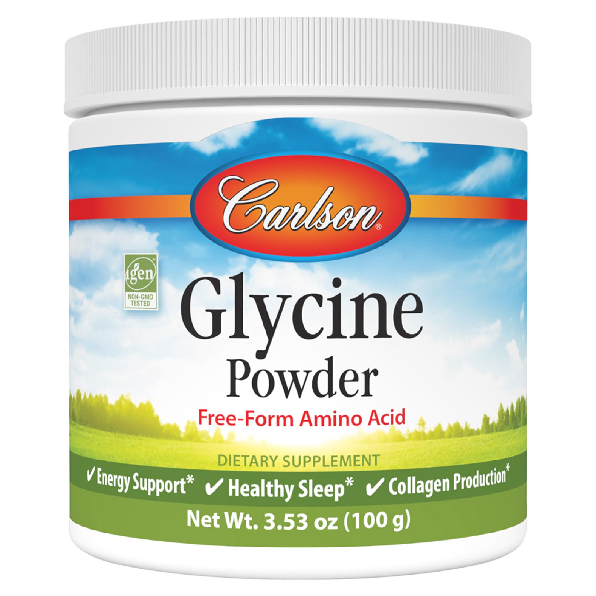Carlson Glycine Powder 2000 mg, Amino Acid Supplement for Energy and Muscle Support, 3.53 oz (100 g)