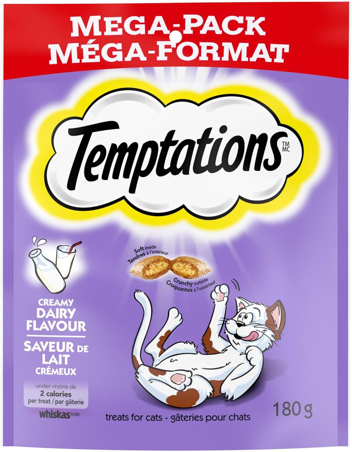 TEMPTATIONS Cat Treats, Creamy Dairy Flavour, 180g (10 Pack)
