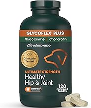 VetriScience Ultimate Strength Healthy Hip & Joint Chewable Tablets, GlycoFlex Glucosamine, Chondroitin and Green-Lipped Mussel Joint Supplement for Dogs, Soothe Joint Discomfort, Chicken, 120 Count