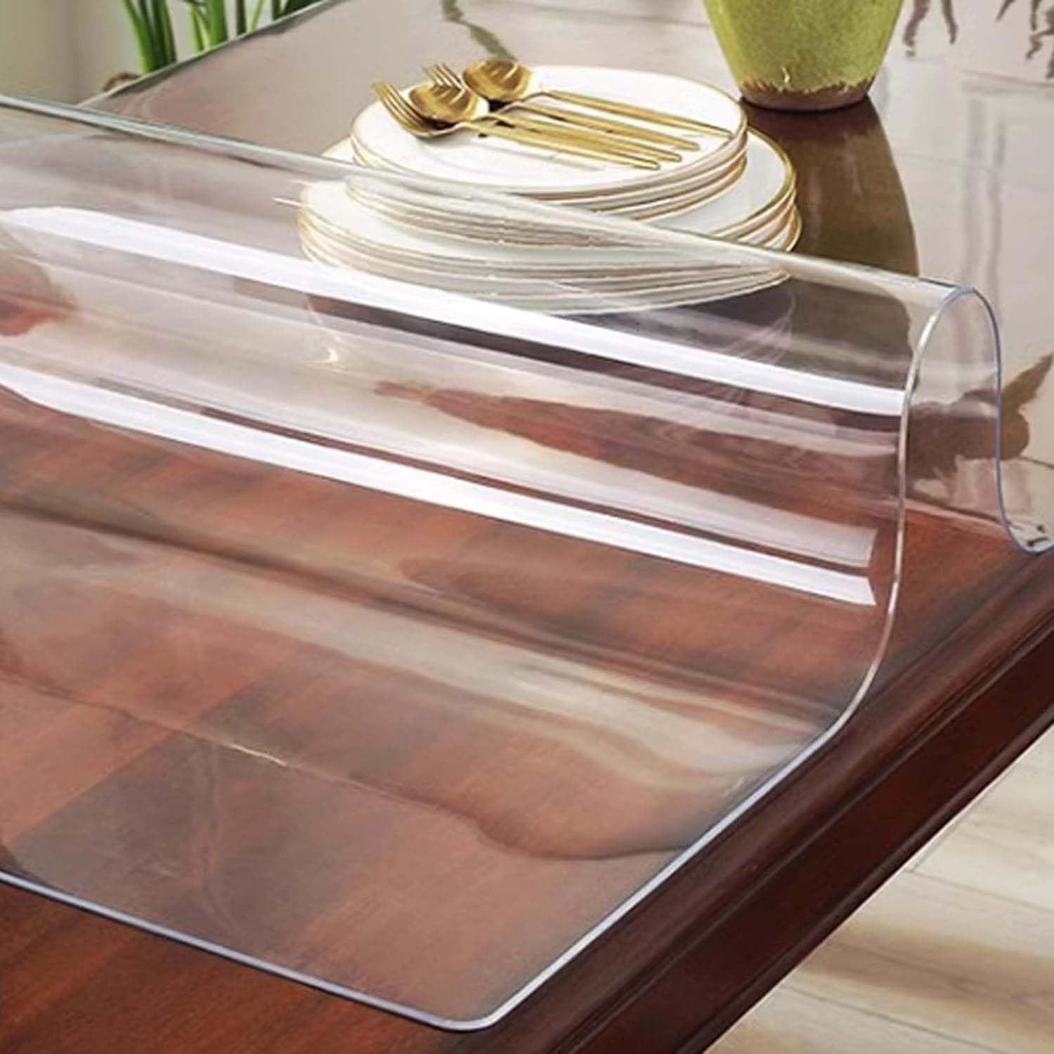 Protection De Table Nappe Transparente De 2mm épaisse 80x200cm, RéSistant à l'eau PVC AntidéRapant Nappe Protecteur, ImperméAble Et RéSistant à l'usure