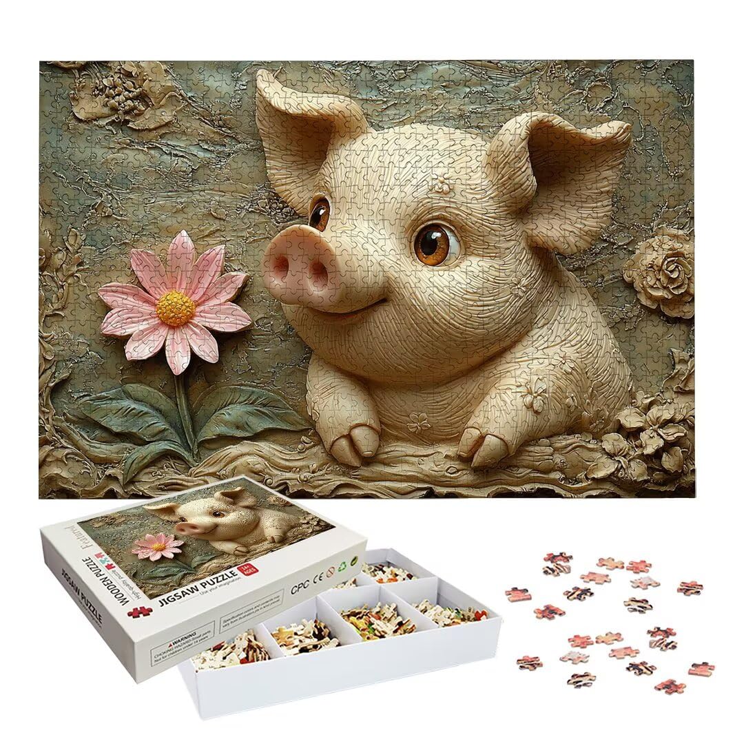 Puzzle 5000 Piezas, Puzzle Cerdo de Madera para Adultos, Regalos -2570