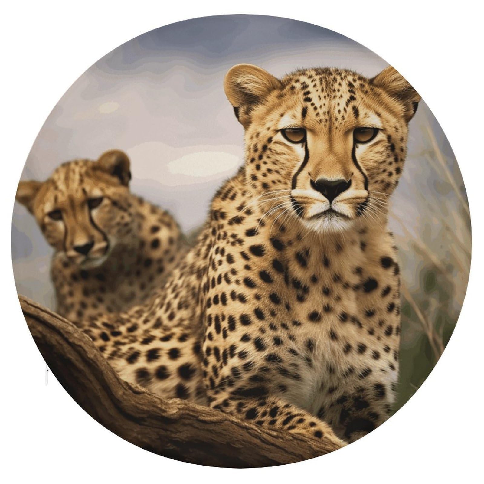 LZQPOEAS Cool Leopard Round Chair Cushion 15 Inch, Detachable Memory Foam Seat Cushion,Circle Stool Cushion, Soft Round Chair Pad with Removable Cover