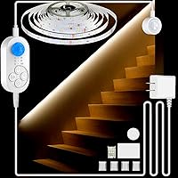 Vista 9 de Luces de Escalera con Doble Sensor para Interiores, Tira de Luz para Escalones Activada por Movimiento Enchufable para Interiores con Atenuador