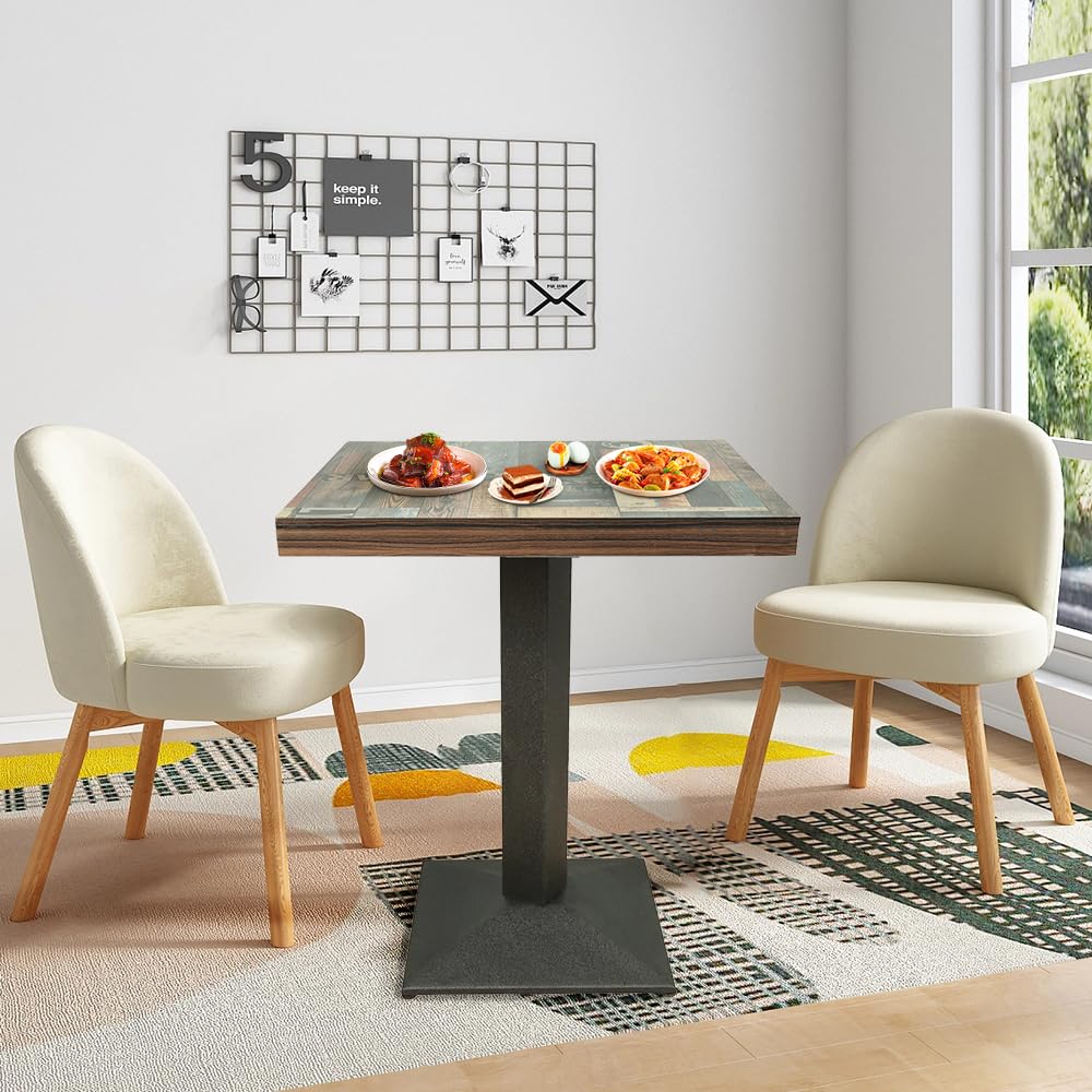 Mesa alta de metal para 4 personas, mesa alta para cena, restaurante, casa, interior, comedor, 60 x 60 x 75 cm (parquet)