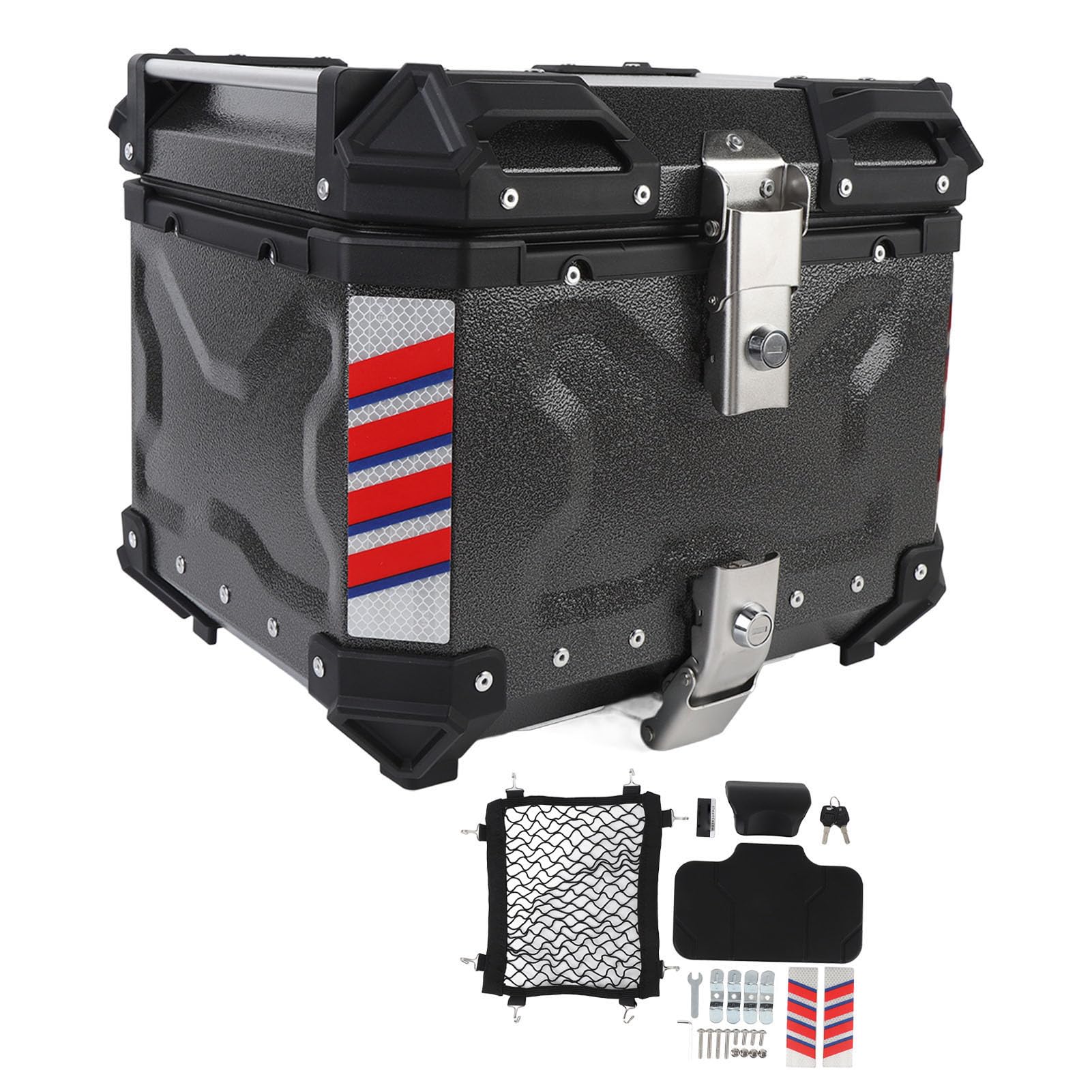 Tbest Top Case Bezpieczny Zamek ze Stopu Aluminium 36L Wodoodporny Bagażnik na, Czarny