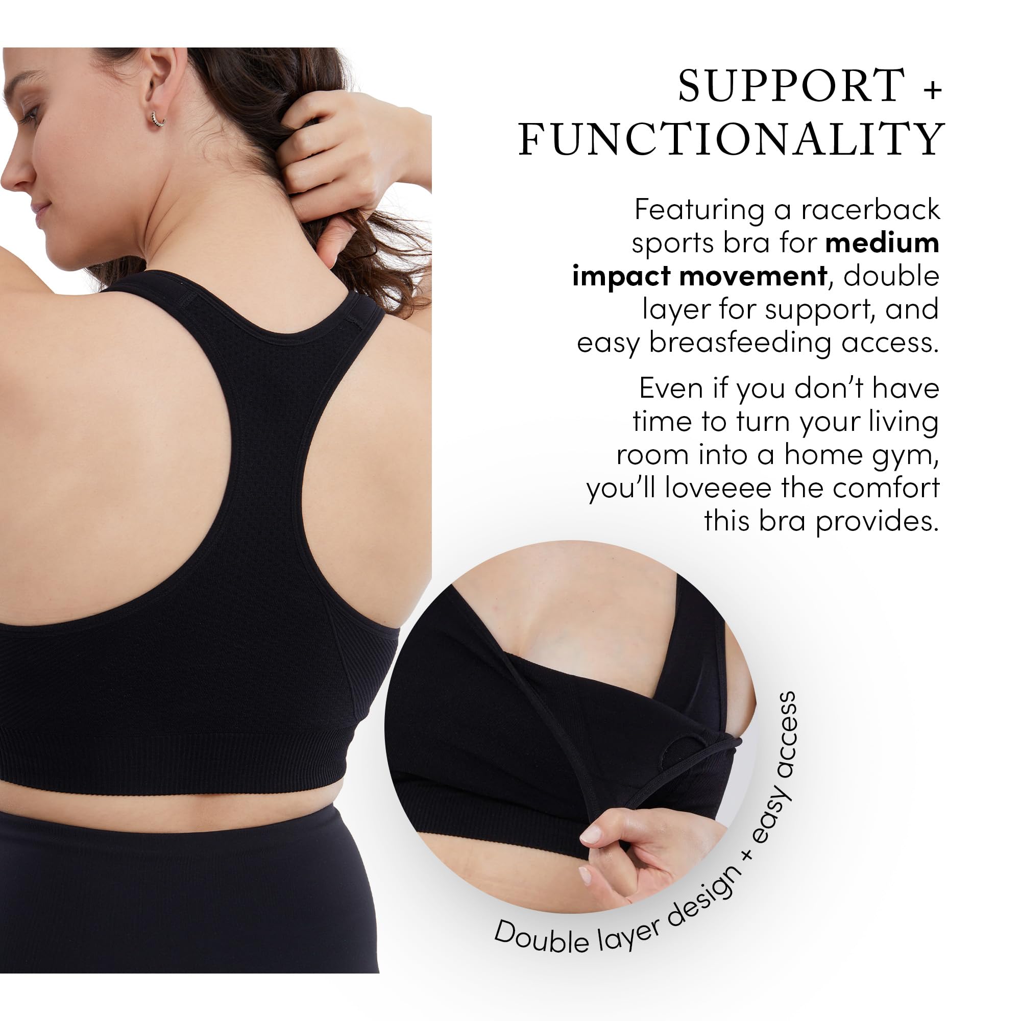 Ingrid & Isabel Basics Nahtloser Schwangerschafts- und Still-Sport-BH, geringe bis mittlere Belastung