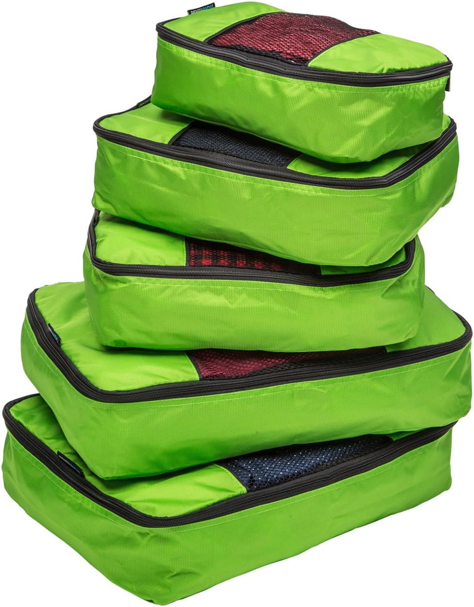 TravelWise Luggage, Lime, 1 Small, 2 Medium, 2 Large, Luggage Packing Organization Cubes 5 Pack