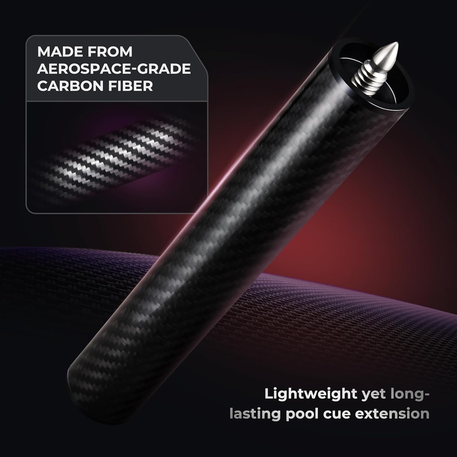 8 Inch Carbon Fiber Pool Cue Extension, Lightweight with Bullet Joint for Maximum Power Transfer and Control, Compatible Zenith Series Pool Cue