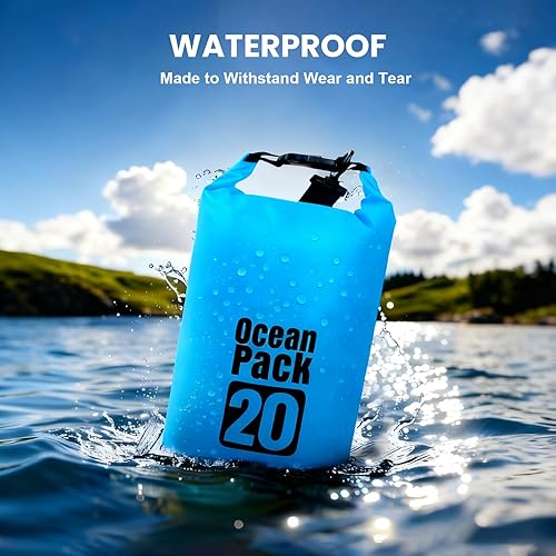 Miniatura 6 de Bolsa seca impermeable, 20L Roll Top ligero seco bolsa de almacenamiento mochila para senderismo, mochilero, kayak, camping, natación, navegación