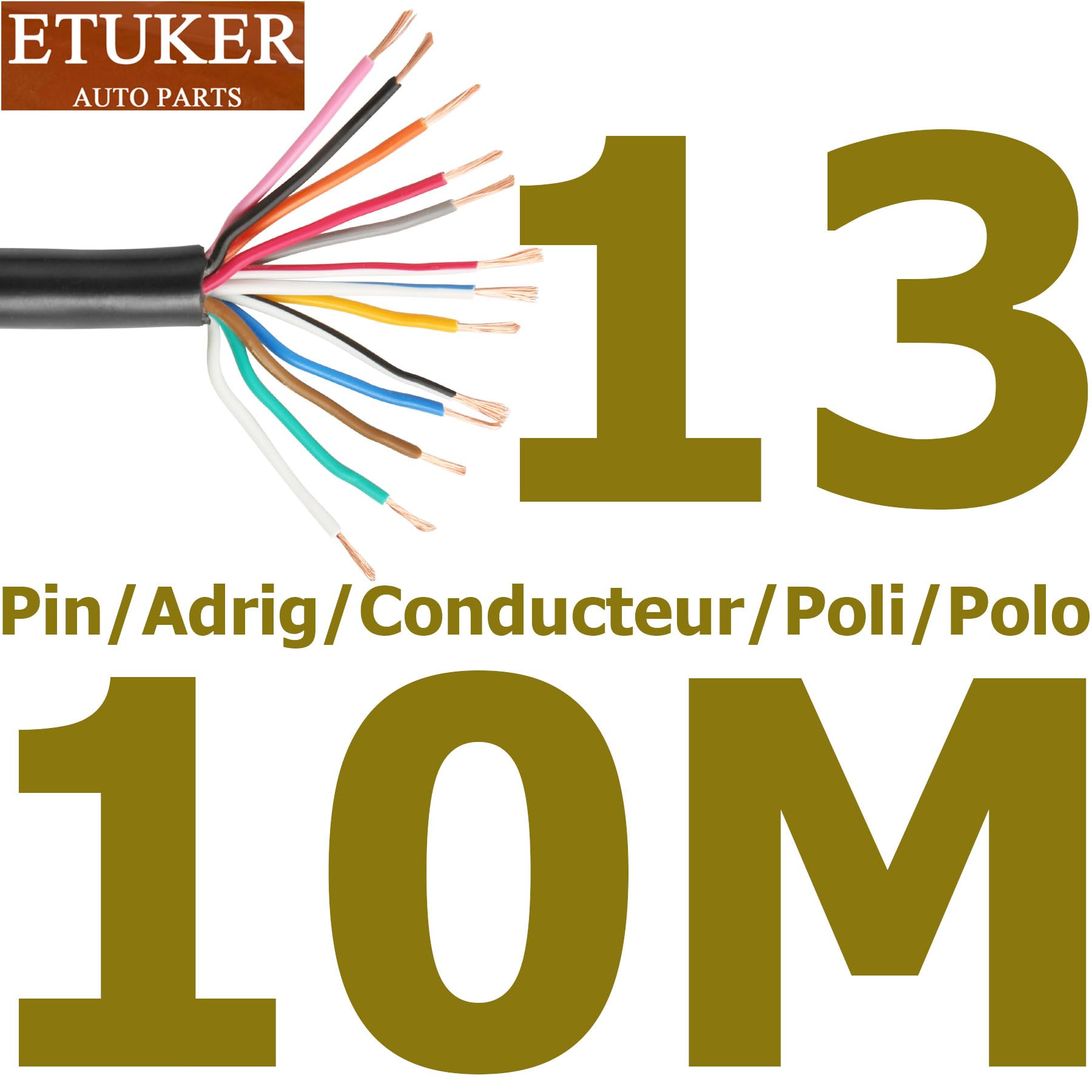 Cable Remolque 13 Polos 10M Cable Eléctrico 13Núcleos para Instalación de Automotrices,Cable Vehículo Ronda 13 Hilos 13x0.5mm²