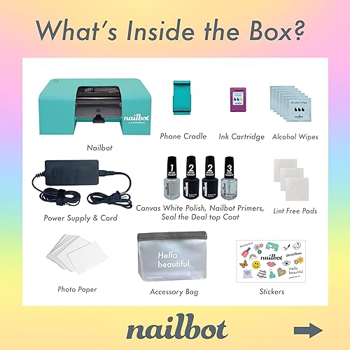 Miniatura 3 de NAILBOT Impresora de uñas inteligente de manicura, portátil, rápida y personalizada, para uñas naturales, pulidas y a presión, compatible con