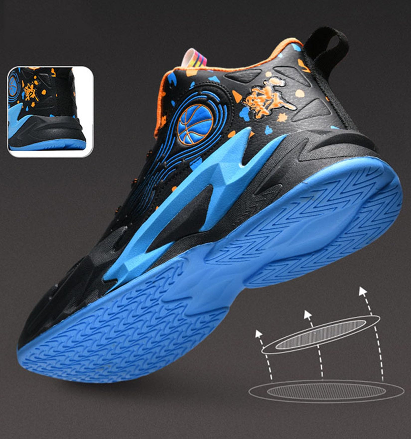 Codzienne Buty Do Koszykówki Męskie Męskie Buty Sportowe Chłopięce Buty Treningowe Do Koszykówki Wygodne Buty Treningowe Plus Size(43 EU, Z1)