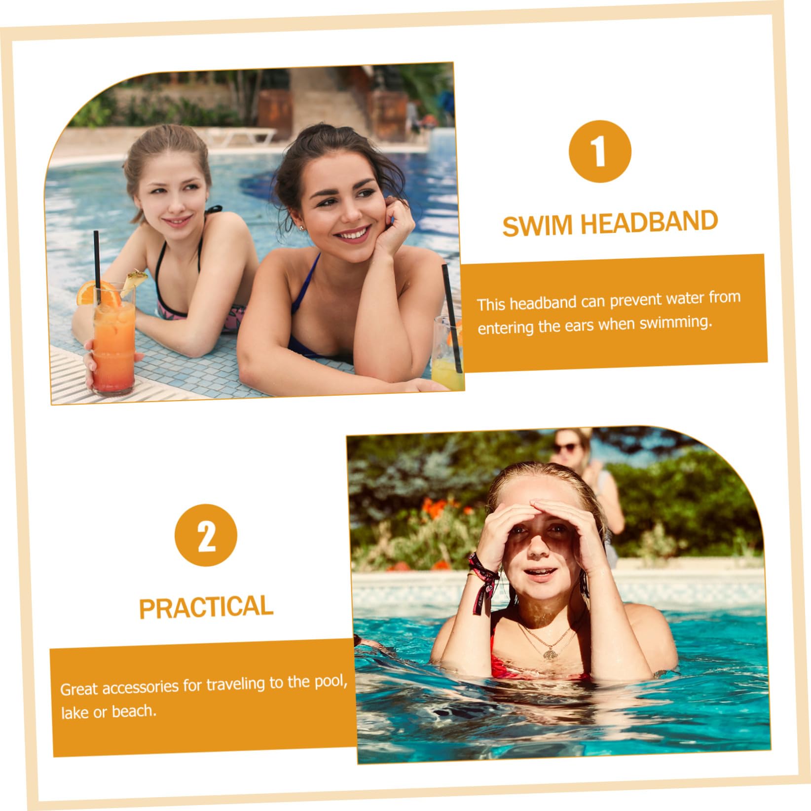 POPETPOP Cinta Para Cabeza De Natación Ajustable Cubiertas Para Oídos Impermeables Banda Transpirable Para Nadadores Para Actividades Acuáticas Incluye 4 Piezas X 4