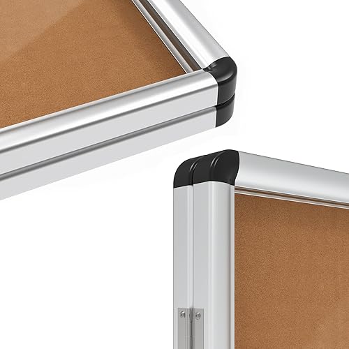 Miniatura 5 de INNOVART Tablero de anuncios cerrado de 28 x 26 pulgadas, tablero de anuncios de corcho con cerradura con marco de aluminio, vitrina de pared con