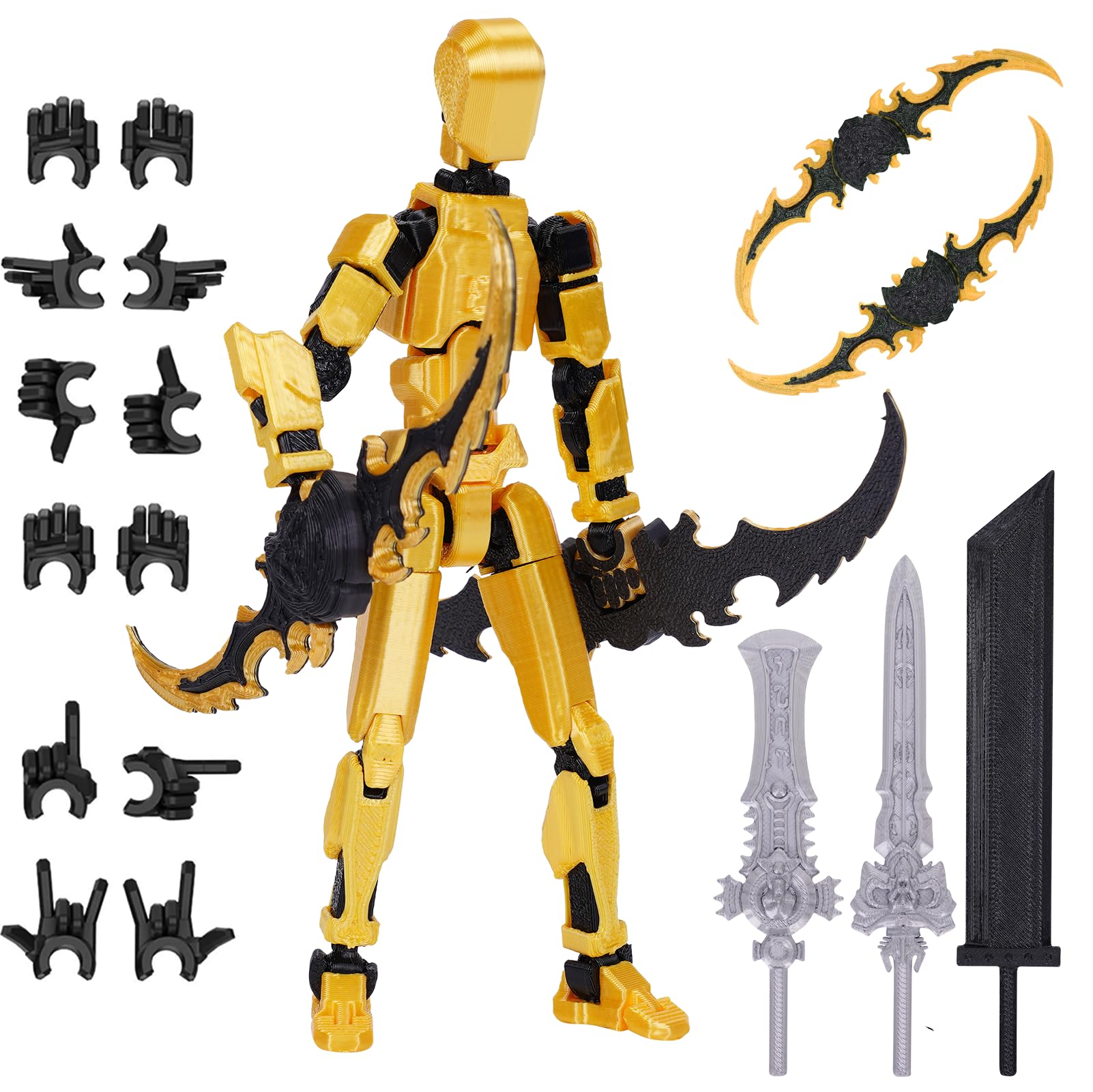 Starnearby T13 Action Figure, Assembly Completed 13CM 3D Printed Titan 13 Action Figure Dummy 13 with 5 Weapons & 6 Hands Sets, Kids' Play Action Figures for Collectors Desktop Decorations