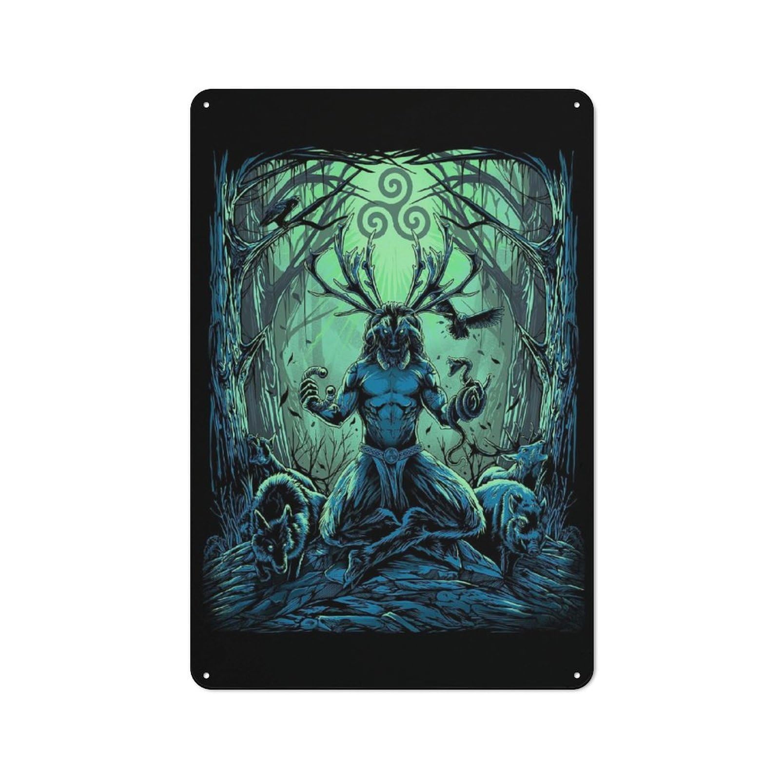 30x20cm Rustic Metal Sign with Cernunnos Celtic Irish for Kitchen Or Home Bar, for Metal Sign Collectors, for Garage And Workshop Walls