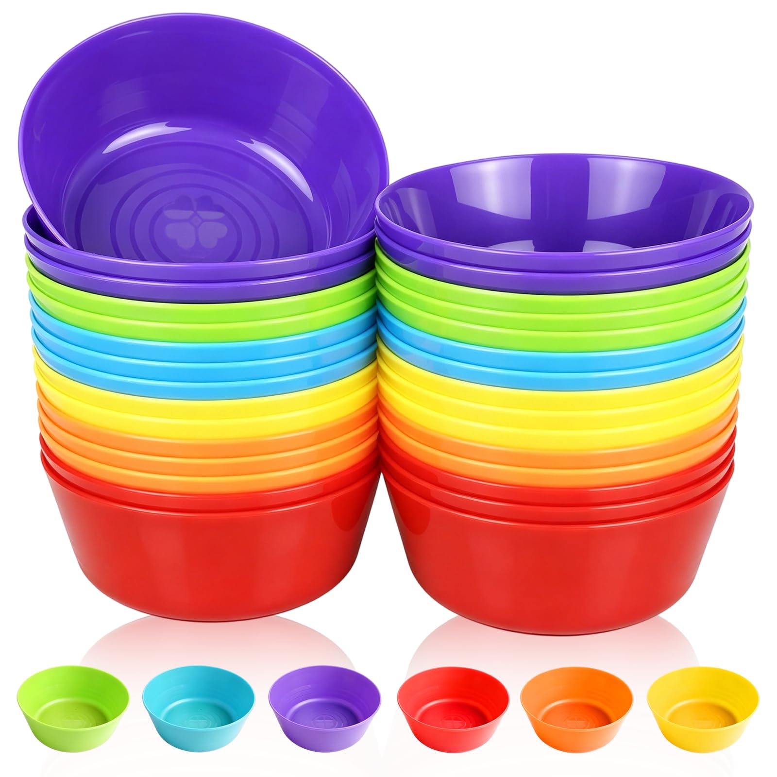30 Pcs Bowls 300ML/10oz Reusable Serving Plastic Bowls, Colorful Salad Bowl