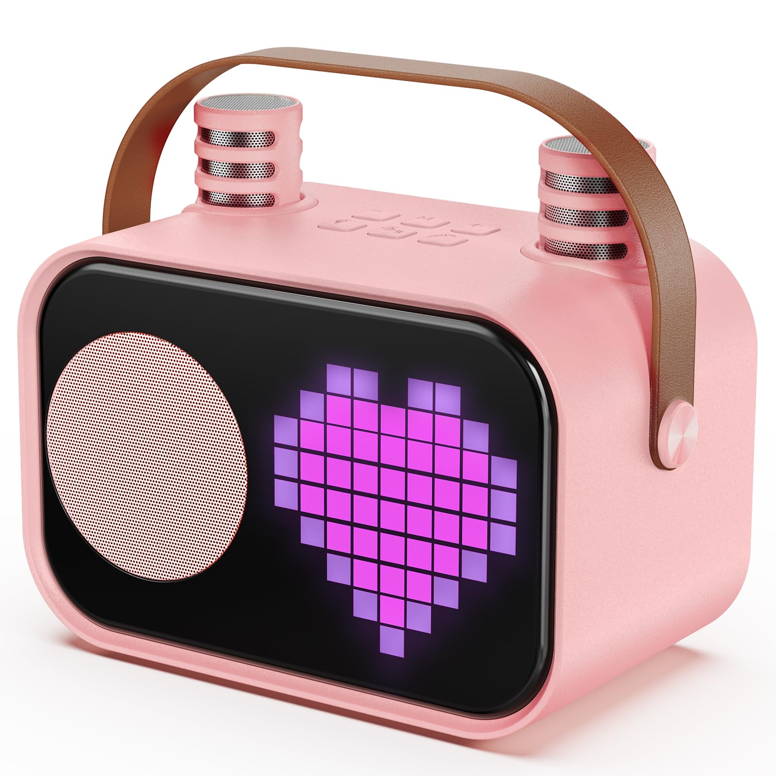 JYX Karaoke 2 Micrófonos Inalámbricos, Karaoke Infantil con Modo de Acompañamiento Profesional, Altavoz Bluetooth con Luces RGB, para Niños y Adultos, Regalo para Fiestas, Rosa