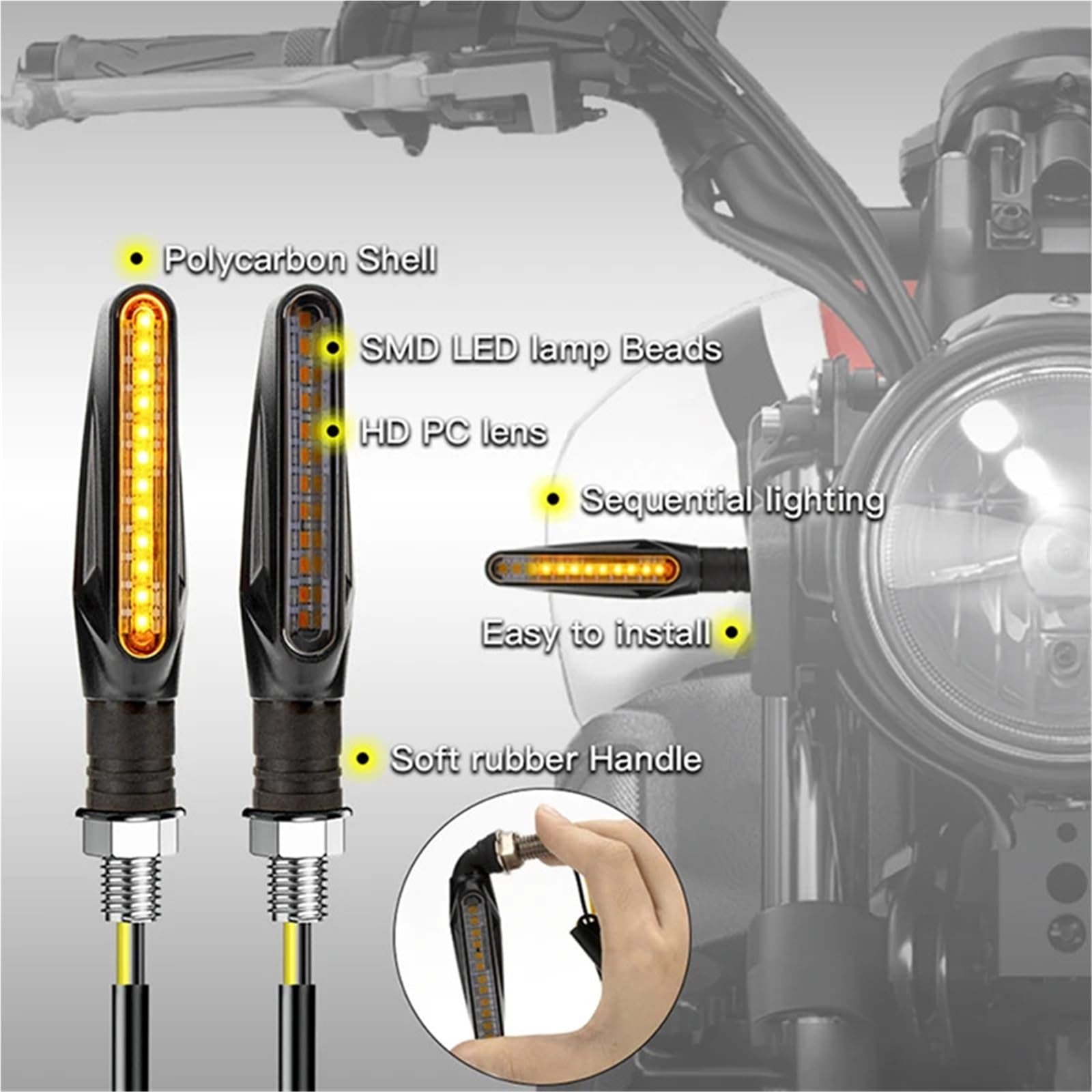 Światła kierunkowskazów Kierunkowskaz Motocykla | Kierunkowskaz motocykla Uniwersalny migający dynamiczny migacz DRL(8 Pcs)