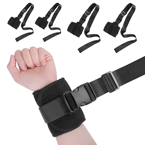 lefeke Patient Medical Restraints with Quick Release Buckles, Bed Restraints Belts for Wrists and Ankles, Limb Holder Movement Limited Ties for Hands or Legs(4 Pieces) - Black