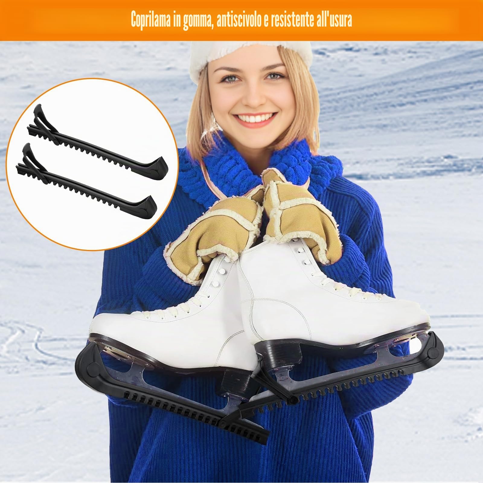 1 Paio Protezioni Pattini Ghiaccio, Accessorio Protezione Pattino Hockey con Fibbia Regolabile e Fori Acqua Filtraggio, Coperture Protettive Lame per Scarpa Pattinaggio Artistico, Bambini, Adulti