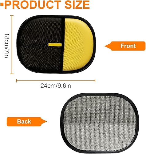 2 Packs Mix Size Pet Hair Removal Glove for Dogs and Cats, Reusable Electrostatic Pet Hair Remover Tool for Clothing, Sofa, Carpet, Car Seat(Yellow,Large)