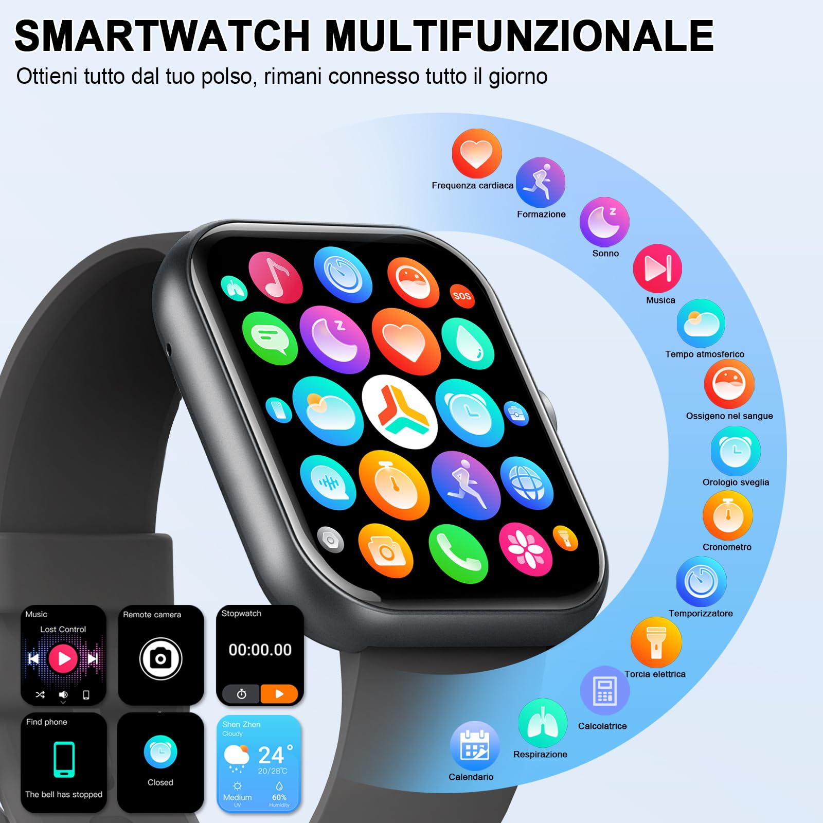 Jugeman Smartwatch Uomo Donna Chiamate Bluetooth, 1.96'' Orologio Smartwatch con Cardiofrequenzimetro/Contapassi/Sonno/SpO2, 113+ Sportive Smart Watch IP68 Impermeabile Fitness Tracker per iOS Android