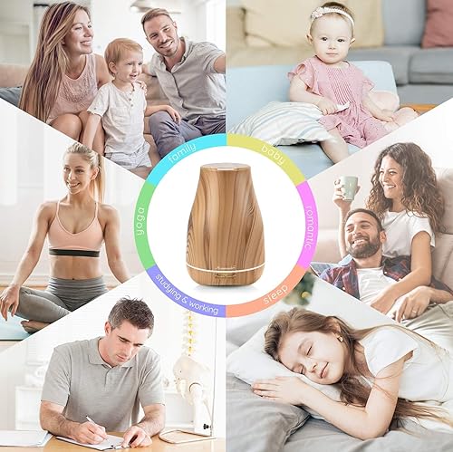 Miniatura 8 de Difusor de aceite esencial de aromaterapia para habitación humidificador de aire de 3.4 fl oz, aroma de aroma, difusores de niebla fría, luz