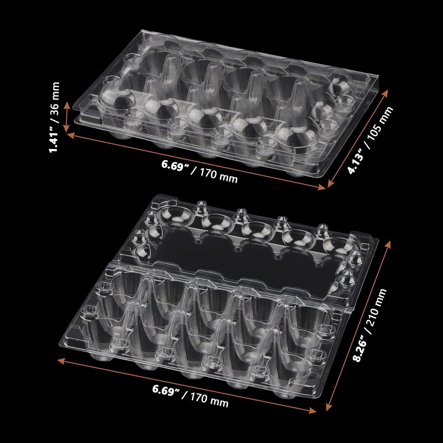 LEXININ 100PCS 15 Grid Quail Egg Cartons, Clear Quail Egg Containers, Plastic Quail Egg Holder Trays for Kitchen Storage