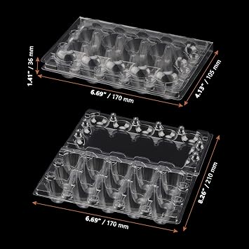 Lexinin 100pcs 15 كرتون بيض سمان ، حاويات بيض سمان واضحة ، صواني حامل بيض السمان البلاستيكية لتخزين المطبخ